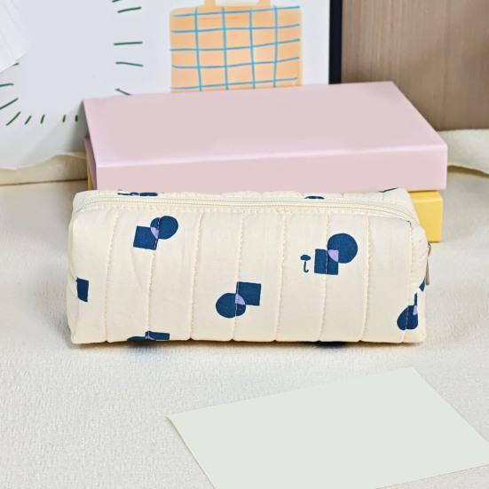1/3Pcs Large Cotton Quilted Makeup Cosmetic Bag Portable Travel Floral Toiletry Organizer Spacious Capacity Beauty Supplies Case