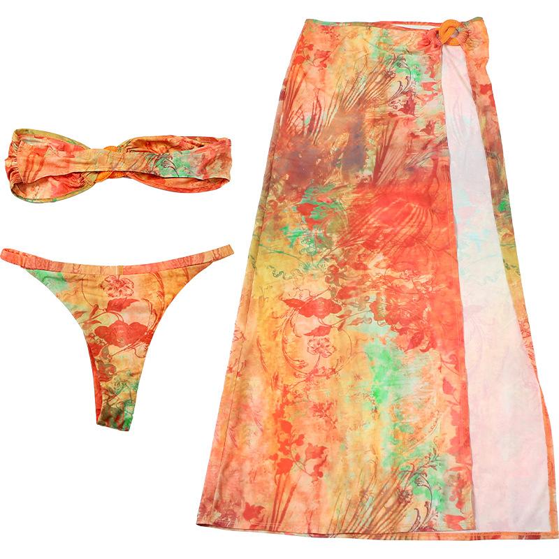 3-teiliger Bikini Sexy Damen Badeanzug Bademode Damen Kleid Cover-up Bikini-Set Strandbekleidung Badeanzug Schwimmanzug