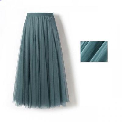 Neuer Damen Mesh Elastischer Tutu Rock Strand Frühling Sommer Koreanisch Hohe Taille Mode Plissierter Langer Rock Schwarz Weiß Tüllröcke