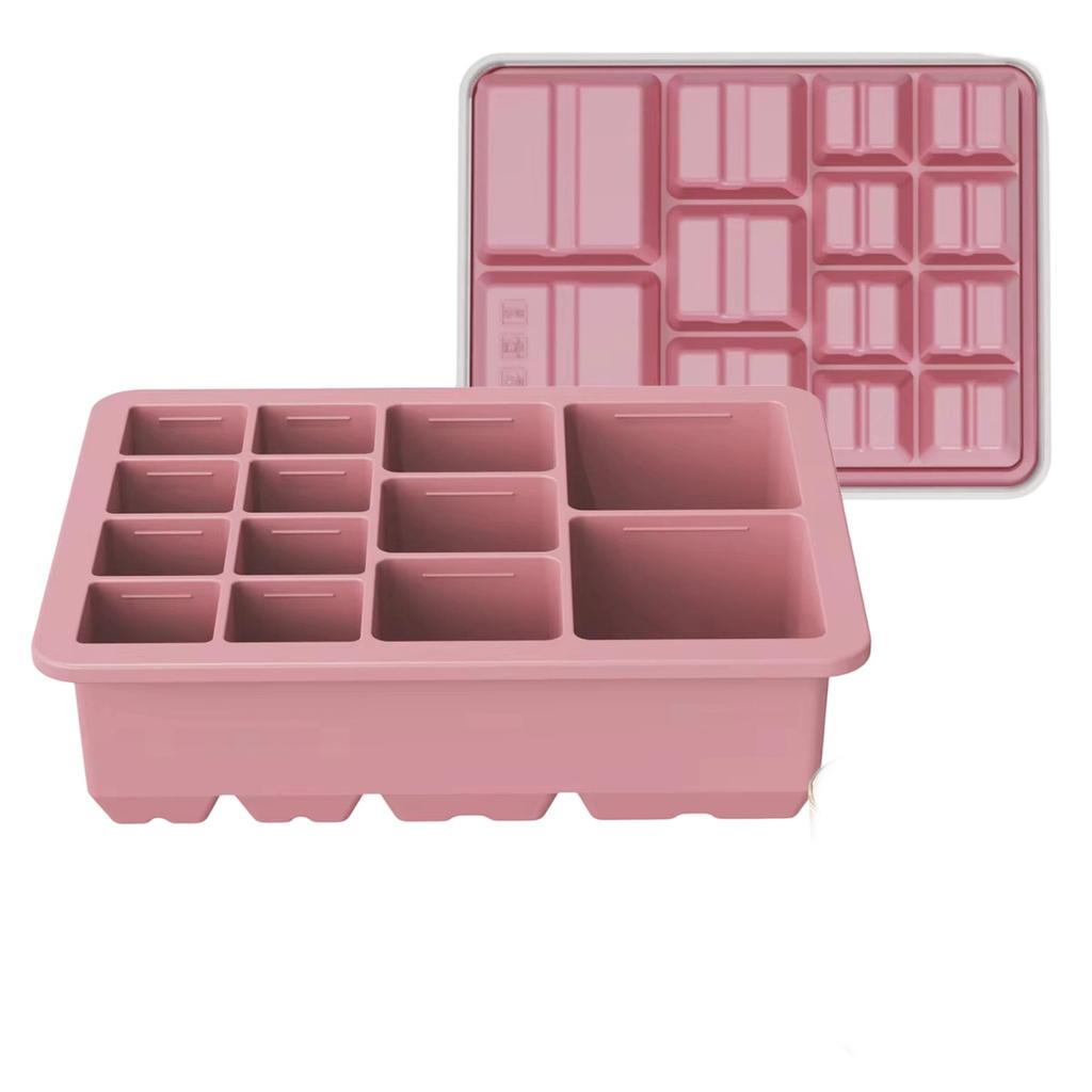 Multi-size 13-Cavity Square Trays, Food Grade Silicone Ice Molds, Easy Release Maker