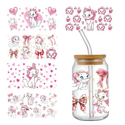 Marie 16oz UV DTF obal na hrnek Kreslený Libbey skleněný hrnek Tumbler DIY přenosné samolepky Vodotěsné Permanentní lepidlo