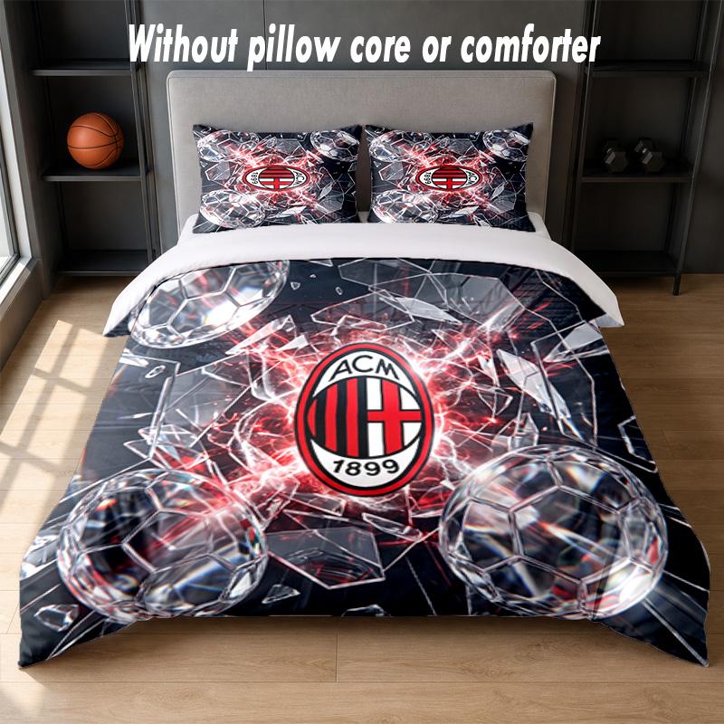 AC Mailand Design Bett Bettwäsche Set 1 Bettbezug + 2 Kissenbezüge Weich Atmungsaktiv Haushalt Bettwäsche