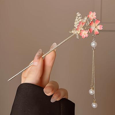 1 Stück Klassischer Chinesischer Stil Haaraccessoires Schmetterling Blume Handgefertigt Haarspange für Frauen Täglich Feiertag Tragen Mädchen Elegante Haarnadel