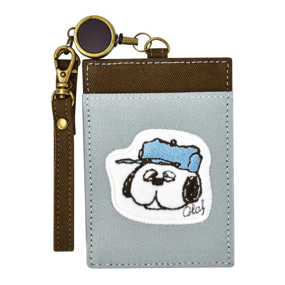 

Pass commuter pass card with for for for cute Olaf [Snoopy] case, holder, case, reel, canvas, commuting, school, women, men, adults, students,