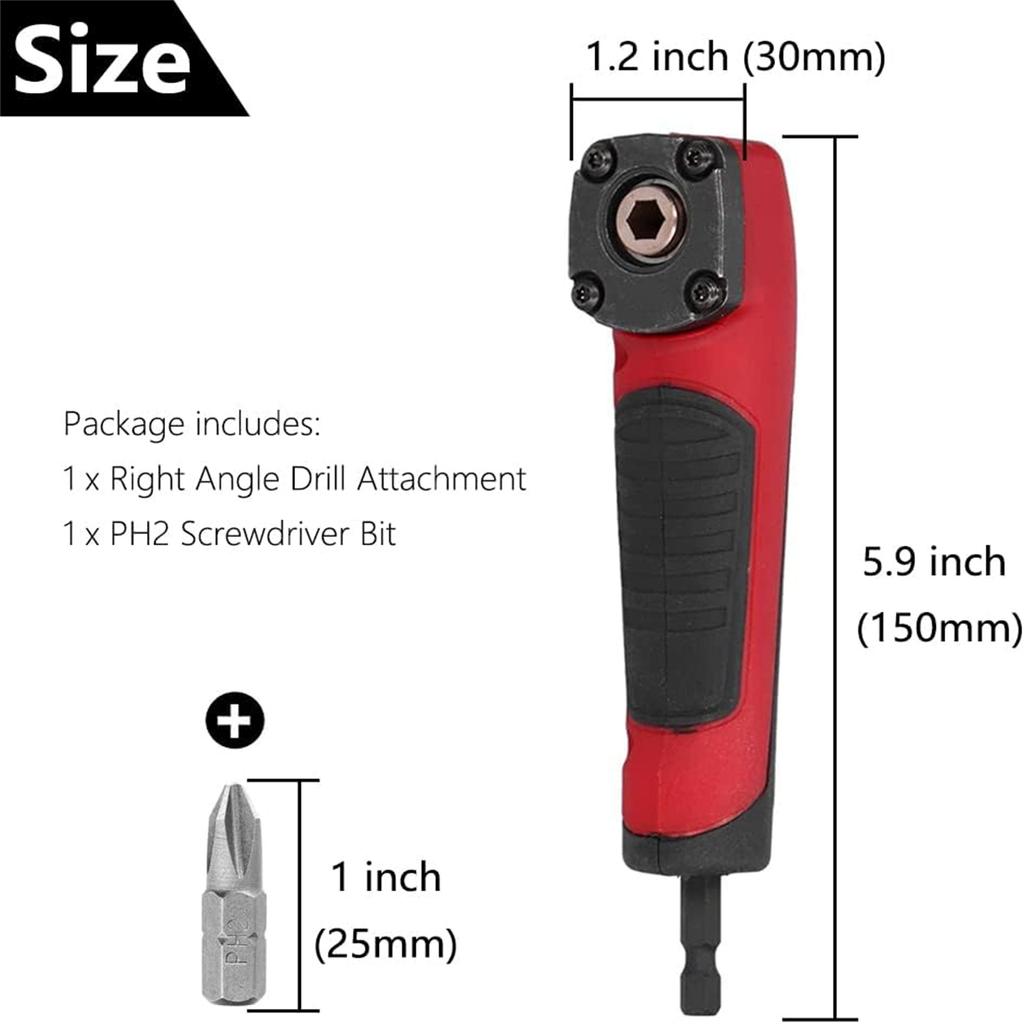 Right Angle Attachment, Screwdriver Socket Adapter Drill Bit With Ergonomic Handle, Magnetic 90 Degree Drill Bit Corner Adapter For Tight Spaces