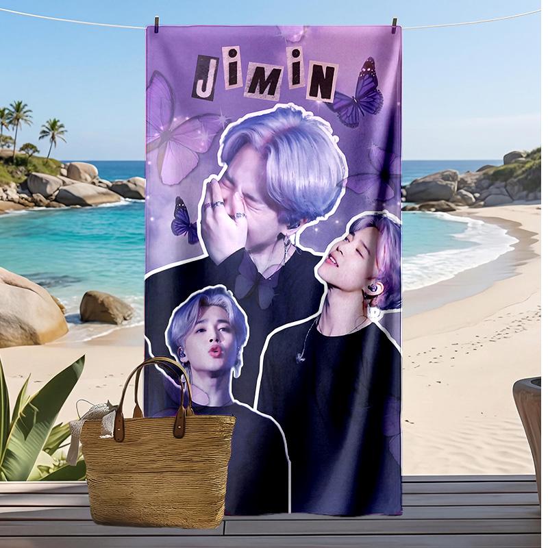 BTS Korean members Printed Quick Dry Beach Towel Super Absorbent Soft Lightweight Bath Towel for Pool Summer Travel