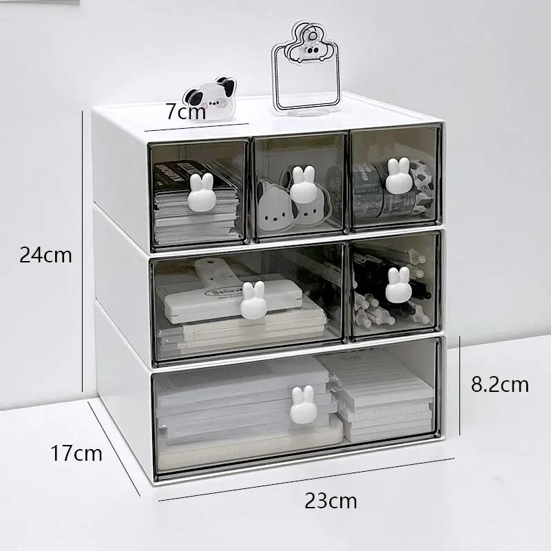 Desk Organizer 3 Layers Desktop Storage with Drawer Organizer Large Capacity Drawer Hairpin Makeup Cosmetics Jewelry Storage Box