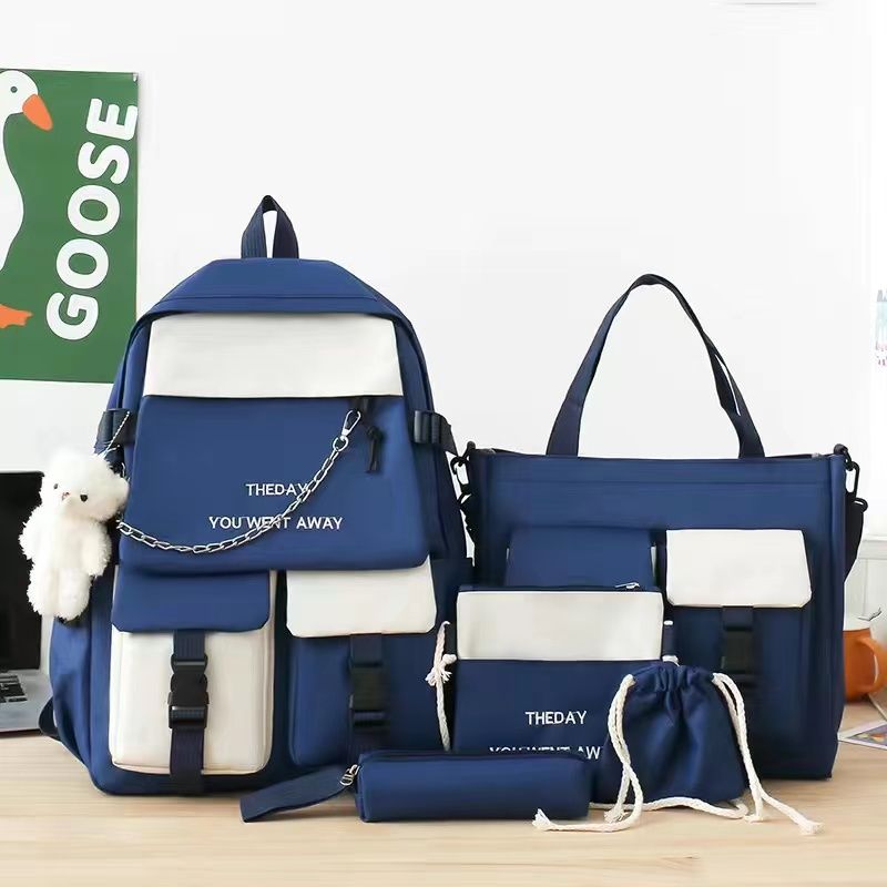 Girl Large Capacity Backpack Set Nylon Lightweight Elementary School Bag for School Start Season Multipurpose Handbag