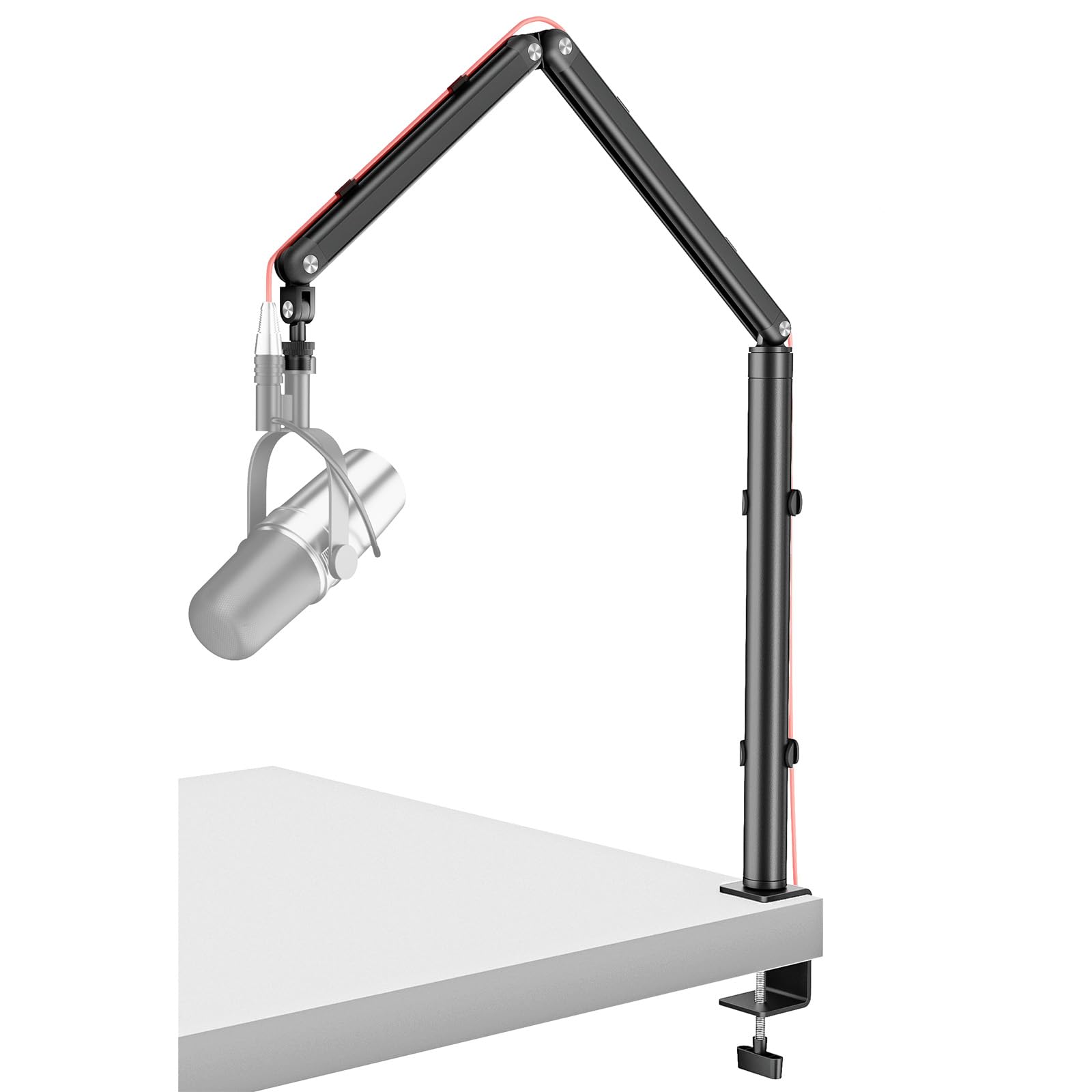 

KUUVAN Microphone StandBoom Arm, 1.8kg Weight Capacity, Aluminum, for Condenser Microphones, Adjustable Angle, Foldable, Cable Management, Includes