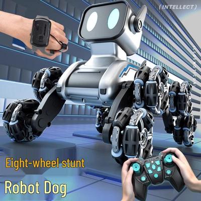 Eight-Wheeled Remote Control Robot Dog Toy with Hand Sensing and Stunt Capabilities for Kids