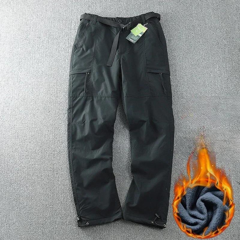 Tooling Pants Thick Waterproof Fleece Cargo Pants Men Women Winter Outdoor Multi-pockets Loose Straight Overall Trousers