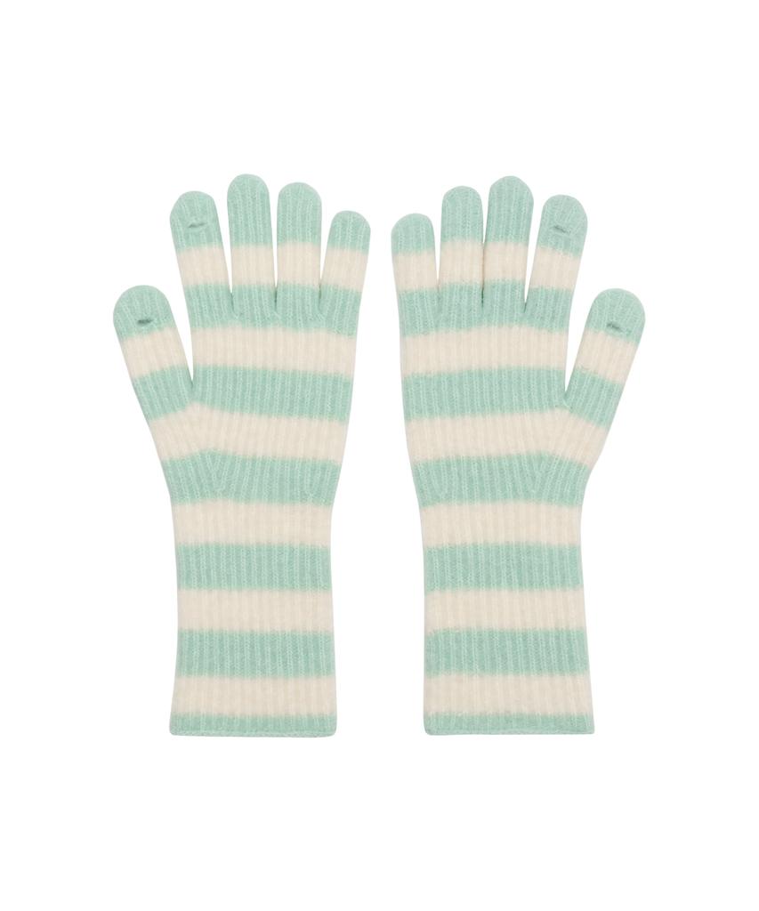 AMES-WORLDWIDE Hairy Stripe Gloves & Beanie Set Mint