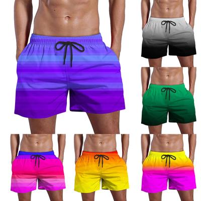Men's Summer Swim Trunks Quick Dry Shorts With Pockets Plus Gradient Print Beach Shorts