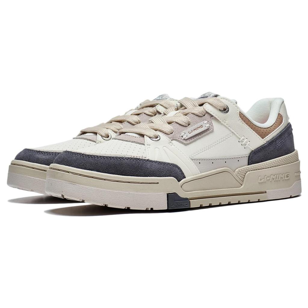 Li Ning Campaign 1.5 Slip Resistant Abrasion Resistant Low top Skateboard Shoes Men's White Gray Brown AGCT265-1