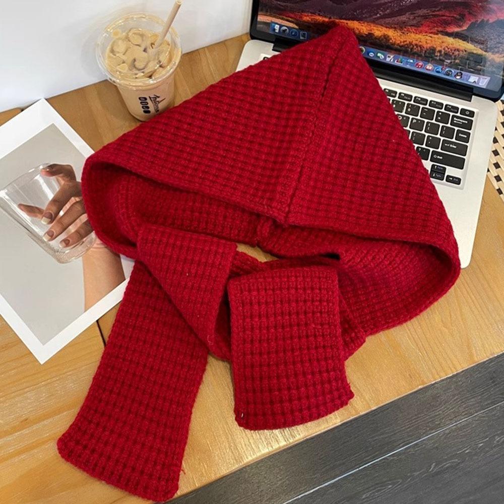 

Защита ушей Женская балаклава Шапка Вязаный шарф Шапки с капюшоном Зимний шарф Шапка Зимняя теплая вино красного