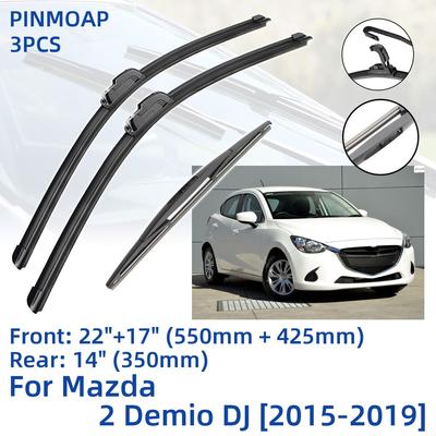 3ks pro Mazda 2 Demio DJ 2015-2019 22"+17"+14" Lišty předního zadního stěrače Čelní sklo Příslušenství pro frézy na okna 2015 2016 2017 2018 2019