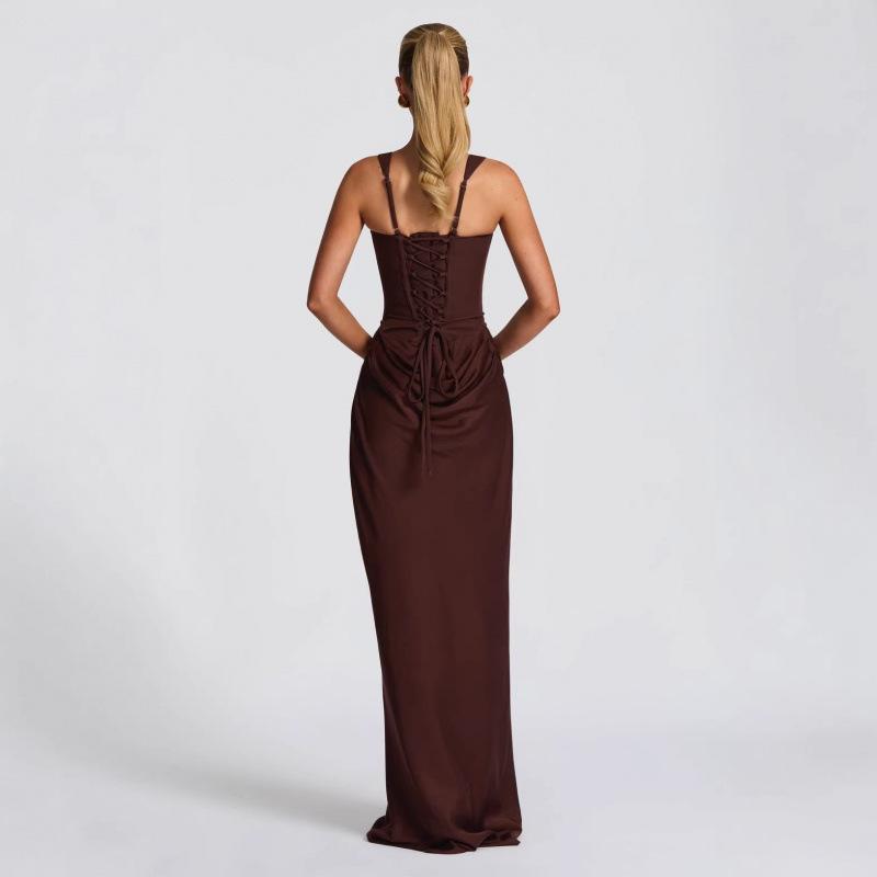 NSSF Homemade, European and American Women's Clothing New Wholesale Dress Dress, Sexy Halter Suspender Hip-wrapped Long Dress