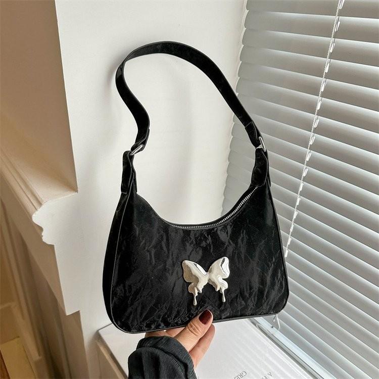 Stylish 2024 Sweet Butterfly Underarm Bag For Women In White Khaki Black Silver Colors
