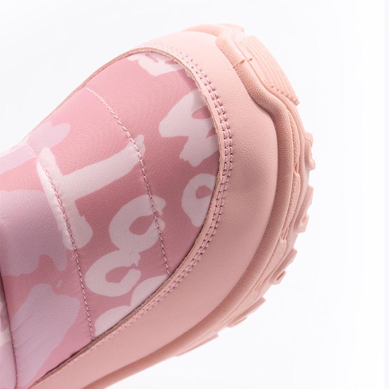 Girls' Pink Waterproof Snow Boots with Plush Lining and Thick Sole