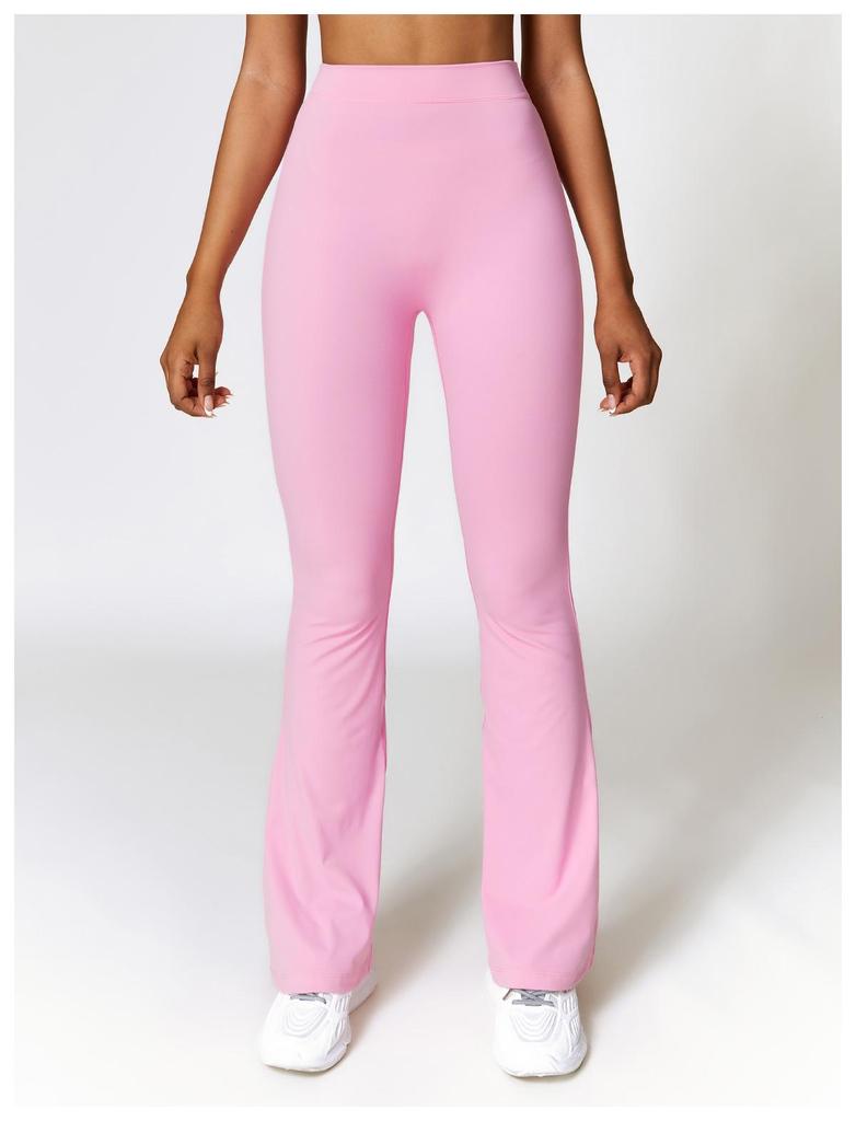 High-Waist Quick-Dry Flared Yoga Pants for Women - European & American Style, Peach Hip-Lifting 