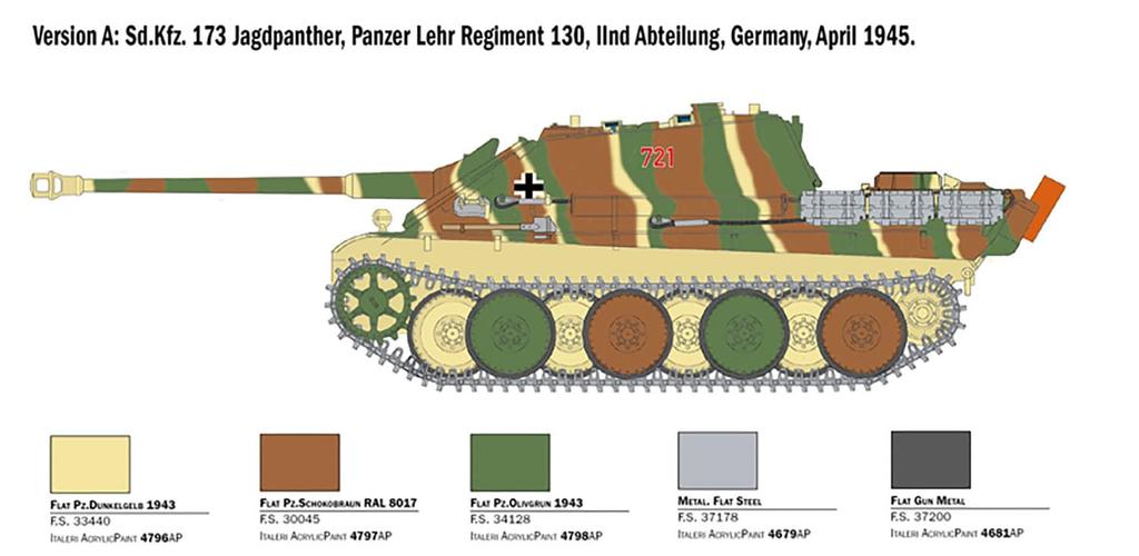 PLATZ Italeri WWII German Jagdpanther Winter Gear Tank Crew Plastic Model Kit IT6564 1/35 Sd.Kfz.173 (5 Figures) (Tank)