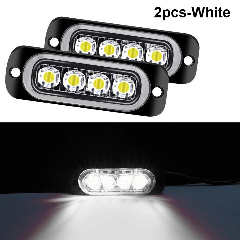 

2Pcs Warning Side marker Light Auto 12/24V Emergency 4 leds Light for Truck Toyota Grille Vehicle Boat Light Bar Fixed Light