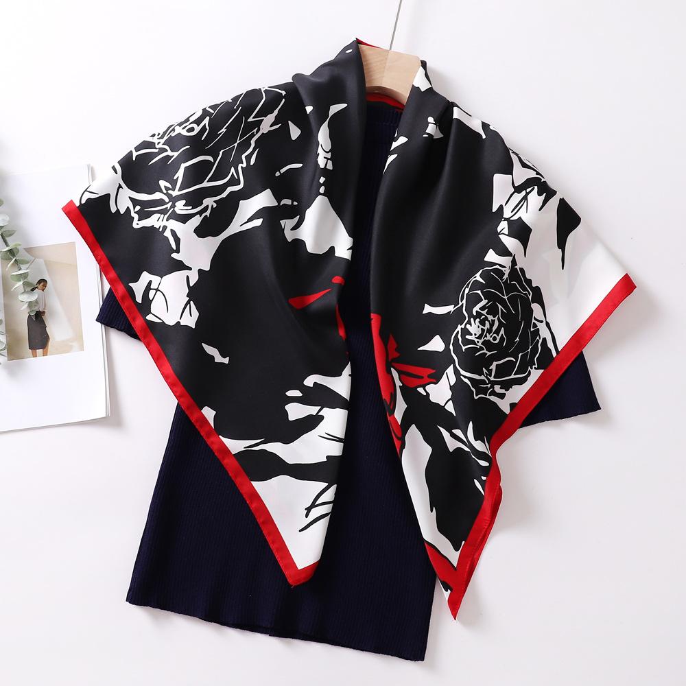 New silk scarf 91 large square scarf fashionable versatile fashion foreign style French scarf women's shirt shawl scarf wholesale