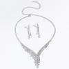 3PC Women's Fashion Design Leaf Necklace Earrings Zircon Set, Suitable for Wedding, Party, and Festival Gifts