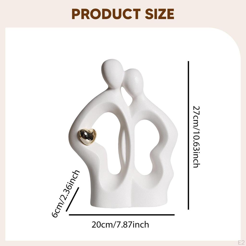Couple Figurine Abstract Figure Sculpture Lover Statue Desktop Ornament for Office Cabinet Bookshelf