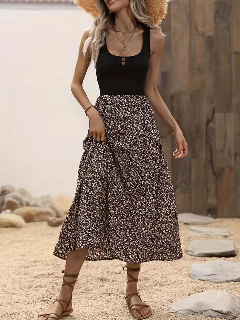 New printed sleeveless long dress