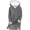 Women's Fashionable Solid Color Hooded Long Sleeved Plush Versatile Warm Bottom Shirt Top