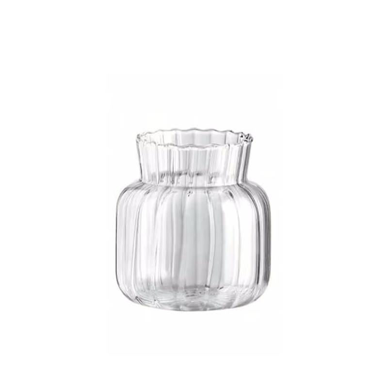 1/2pc Transparent Glass Vases Striped Hydroponic Plant Flower Pot  Living Room Bedroom Floral Plant Bottle Desktop Vase Decor