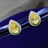 925 Sterling Silver Gold-Plated Teardrop Diamond Stud Earrings - Elegant Women's Jewelry