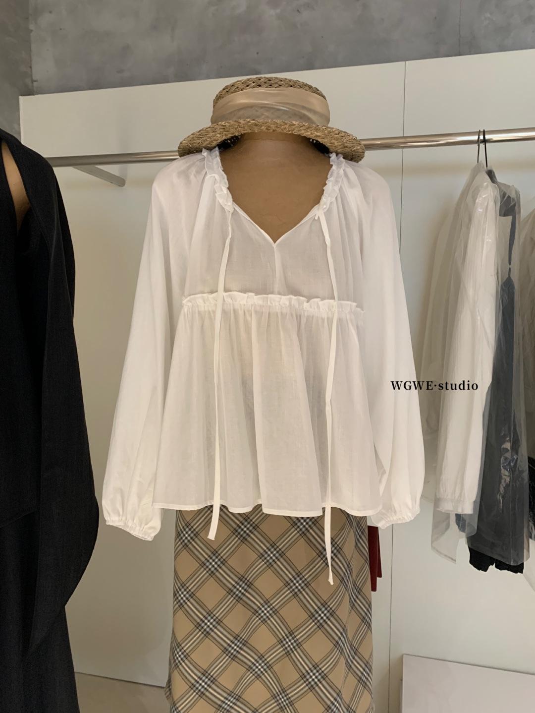 Thirteen Hong Women s Autumn/Winter Lace Drawstring White Shirt One Size белый
