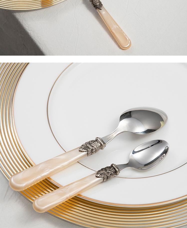 Retro High-End 304 Stainless Steel & Acrylic Cutlery Set: Knife, Fork, Spoon, Dessert Fork, Spoon