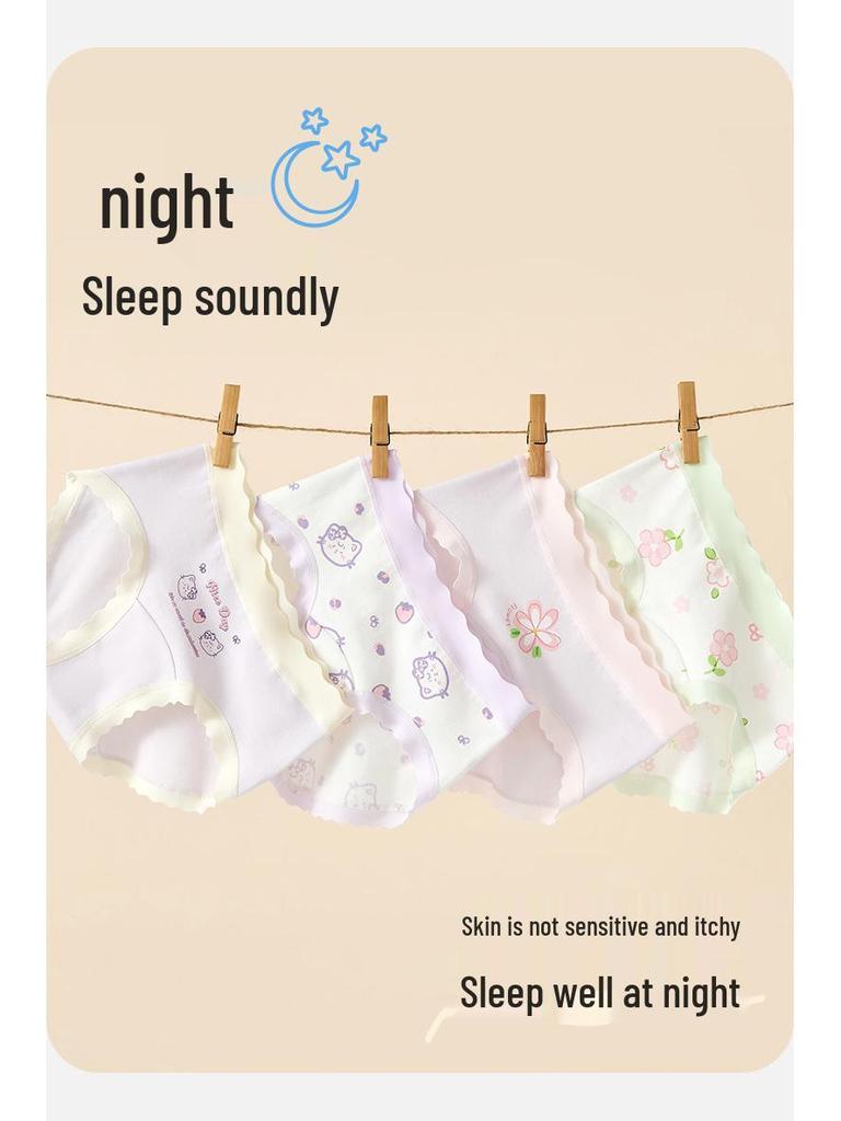 Girls' Pure Cotton Antibacterial Triangle Briefs - No Pinch Comfort for Babies & Older Children (Autumn/Winter)