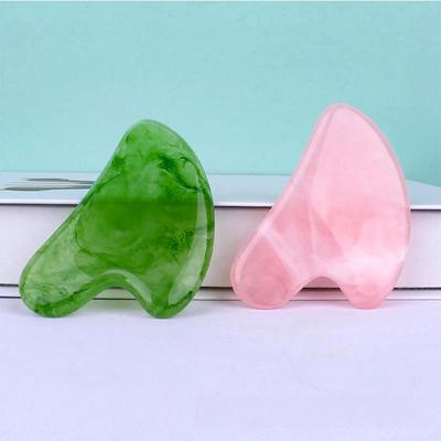 Rose Quartz Heart-Shaped Facial Massage Tool with Red Triangle Meridian Stick