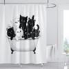 Black White Modern Cute Cartoon Cats Shower Curtain, Bathroom Decorative Shower Curtain, Home Printed Shower Curtain With Hooks