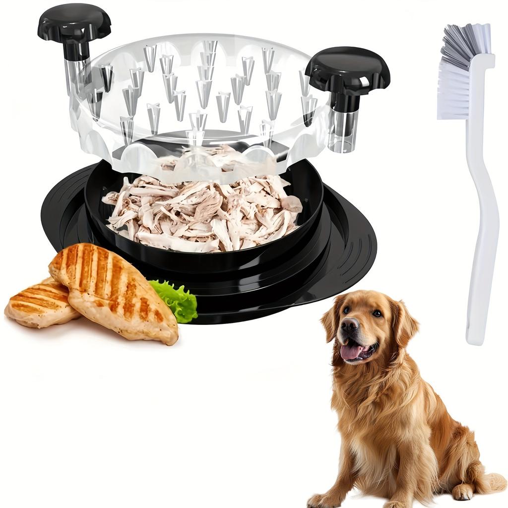 1pc, Kitchen Chicken Shredder Tool, Visible Meat Shredder Twist Chopper, Chicken Grinder With Transparent Lid And Cleaning Brush
