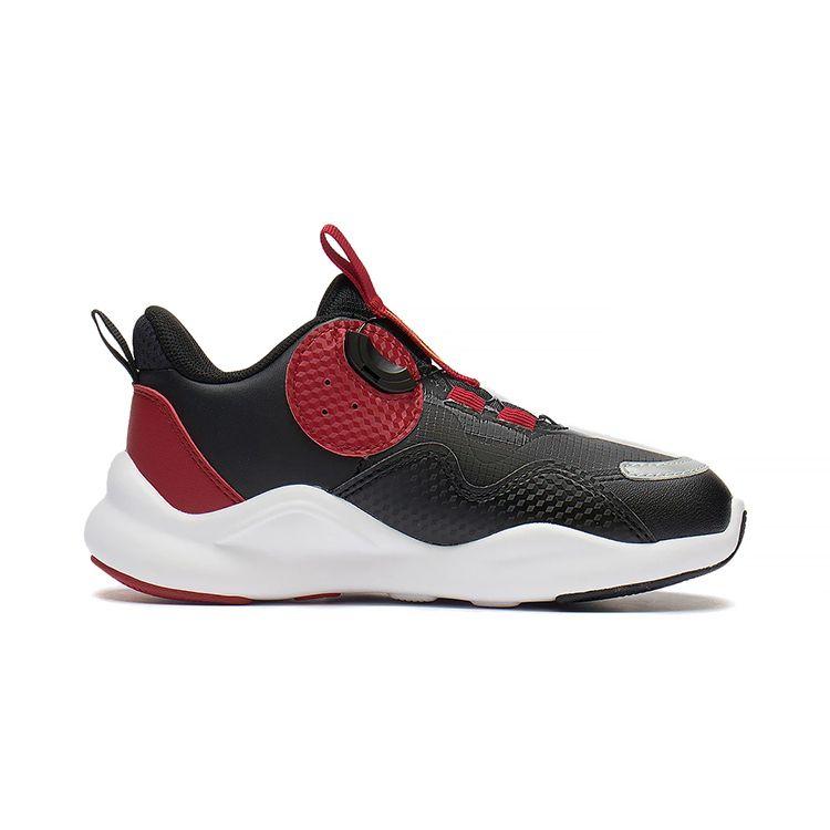 Li Ning Kids Comfortable Daily Non-Slip Shock Absorbing Wear-Resistant Casual Shoes Kids Casual Shoes Black Red YKNS098-17