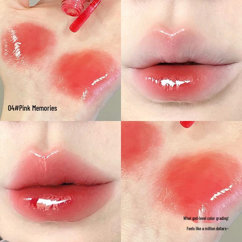CACE Moisturizing Pink Plump Lips Lip Gloss: Cold Brew Wind Chime Mirror Finish, Watery Light, Non-Sticky.