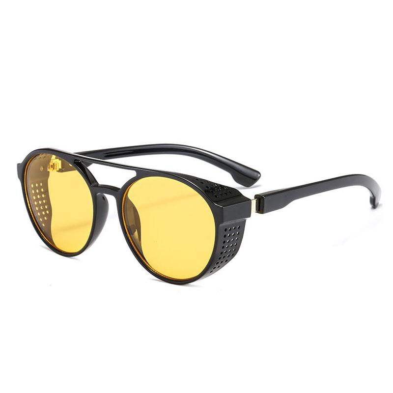 Vintage Steampunk Sunglasses Men Women Fashion Designer Round Goggles Classic Black Driving Sun Glasses