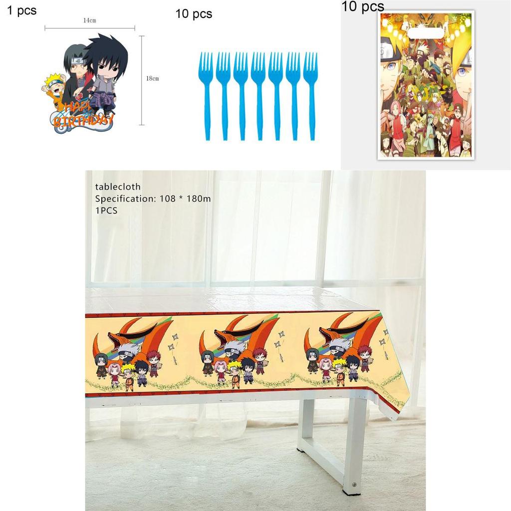 Naruto Ninja Geburtstagsfeier Deko Zubehör mit bunten Luftballons und Tellern