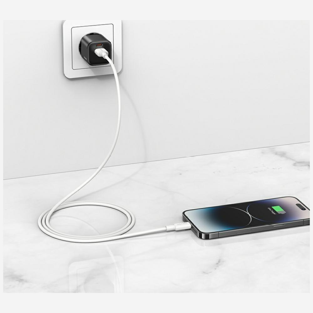 USAMS U90 2.4A USB-A to Lightning Cable White