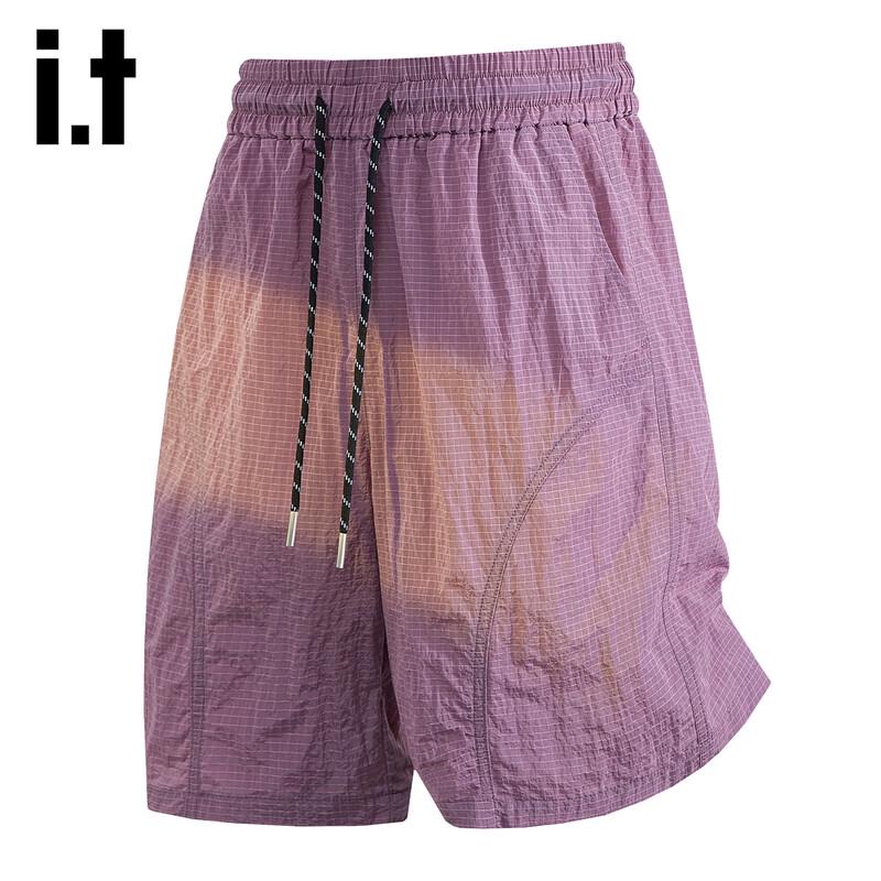 Izzue It Men s Loose Plaid Quick-Dry Casual Shorts L розовый