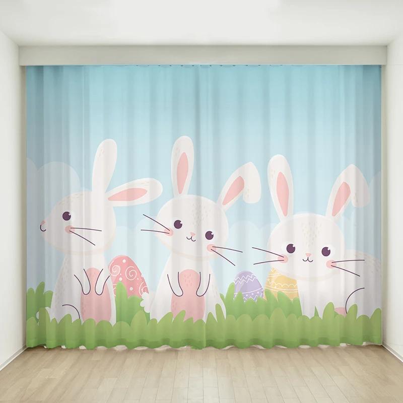 Hoher Verdunkelungsvorhang, Cartoon-Kaninchen, süßer Vorhang für Kinder, Mädchen, Schlafzimmer, Wohnzimmer, Fenstervorhang, dicker Verdunkelungsvorhang