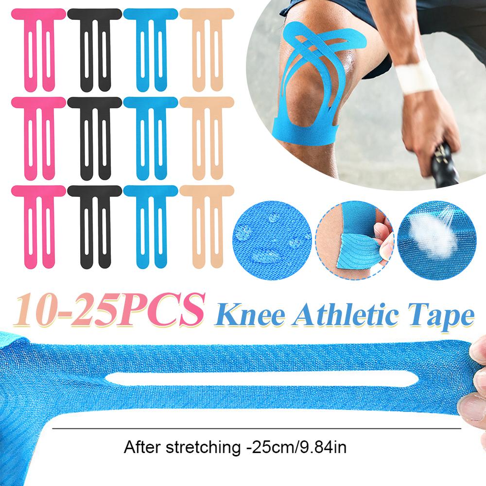 10-25 stk Ferdigkuttet Kinesiologitape Elastiske Sportsbeskyttelseslapper Sport Knetape for Knestøtte og Stabilitet
