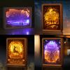 Holiday Gifts Photo Frame Lights Couple Girls Gifts Tanabata Night Lights 3D Light and Shadow Paper Carving Lights Decoration