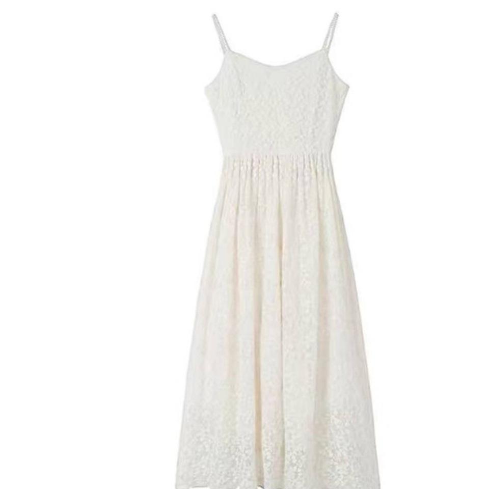 Mori Style Summer Spaghetti Strap Lace Dress – Slim Waist, Gentle Tea Break, French-Inspired