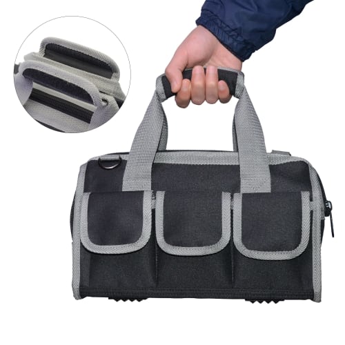 Tool Bag, Tool Bag, Storage Bag, Tool Bag, with Shoulder Strap, Large Storage, Wide Opening, Lightweight, Durable, Multifunctional, Reinforced Bottom,
